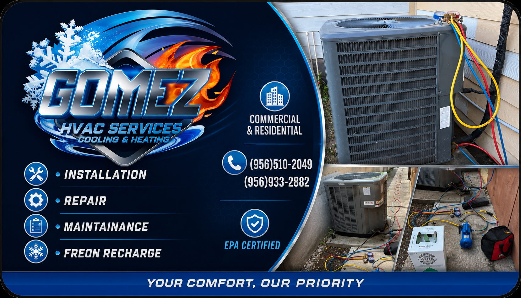 Gomez HVAC services cooling&heating logo